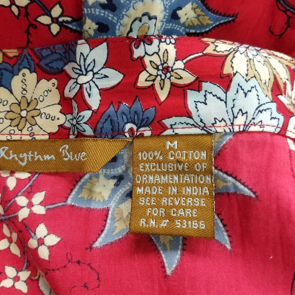 Rhythm Blue Red Floral Skirt Medium Side Clousure - Picture 6 of 7